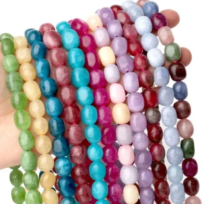 Cuentas de piedra de Jade morganita ovalada Irregular Natural, cuentas de ágata de cuarzo citrinas para la fabricación de joyas, cuentas espaciadoras de pulsera DIY, 9x11mm