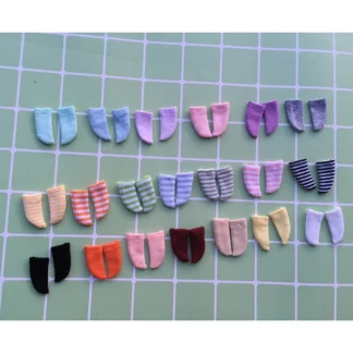 Calcetines a rayas de Color caramelo para niña Ob11, accesorios para muñecas Bjd, ropa de bebé bonita, aptos para Obitsu YMY GSC Molly, lote de 2 pares, 1/12