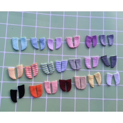 Calcetines a rayas de Color caramelo para niña Ob11, accesorios para muñecas Bjd, ropa de bebé bonita, aptos para Obitsu YMY GSC Molly, lote de 2 pares, 1/12
