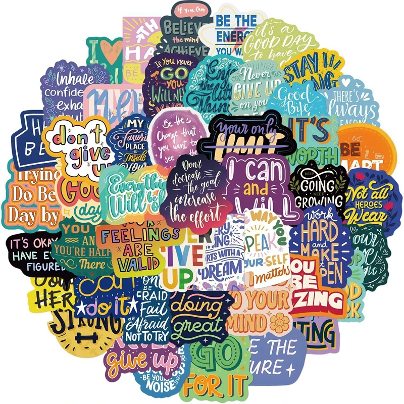 50 Uds. De pegatinas de grafiti con frases en inglés, dibujos animados de Anime, monopatín, maleta para guitarra, nevera, bicicleta, portátil, paquete de pegatinas, regalo para niños