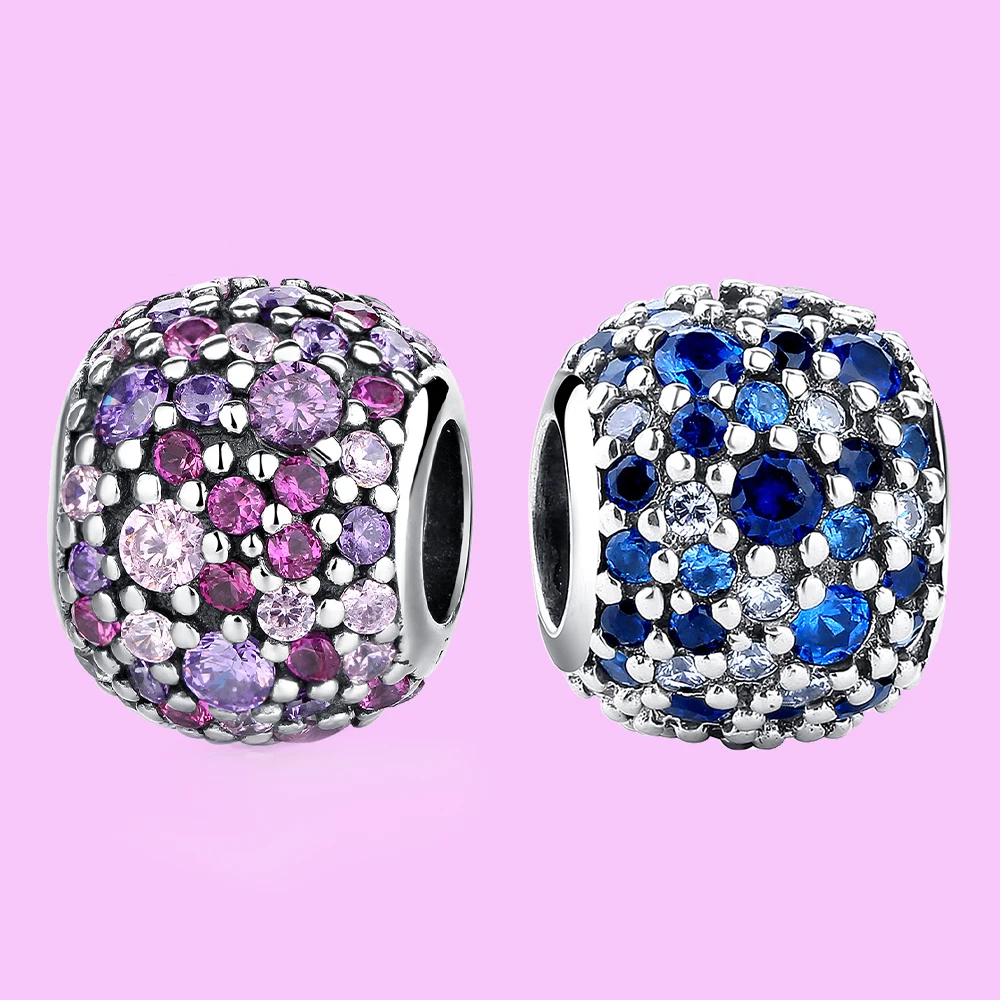 Cuentas colgantes de Plata de Ley 925, exquisitas cuentas de circón aptas para Pulsera Original para fabricación de joyas, regalo del Día de San Valentín