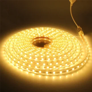 Tira de luces LED impermeable para interior y exterior, lámpara de cinta Flexible, color blanco frío, rojo, azul, verde, rosa, AC 220V 5050 60leds/m