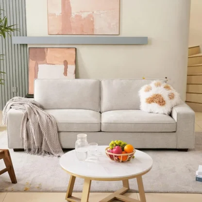 Sofá moderno de 71,2 pulgadas para dormitorio, sofá de dos plazas con funda extraíble, reposabrazos anchos, cojines de muelles y marco de madera maciza,