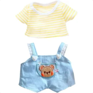 Niannyyhouse 20cm ropa de muñeca de peluche mono de oso camiseta a rayas ropa de muñeca Kpop amarillo