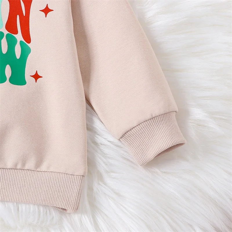 Suéteres navideños para niños, estampado de Papá Noel, cuello redondo, manga larga, jerseys para niños, Tops de invierno para bebés para niños pequeños