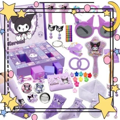 Cuenta regresiva Kuromi personajes bufanda niñas accesorio de moda caja de regalo misteriosa regalo sorpresa de Navidad juguete lindo de moda caja ciega
