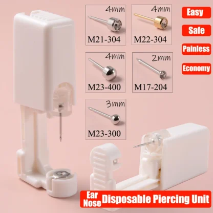 Pistola desechable para Piercing de oreja, unidad estéril para cartílago, Tragus helicoidal, sin dolor, herramienta perforadora, Kit de máquina con perno incorporado, 1 unidad