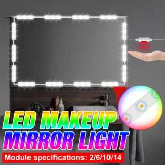 Lámpara LED de pared con Sensor de barrido manual para espejo de maquillaje, luz regulable para tocador, cosmética, USB