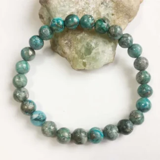 Pulsera Hubei turquesa de plata de 8MM para mujer, piedra Natural azul y verde, energía, hilera de piedras preciosas sin teñir, regalo de joyería