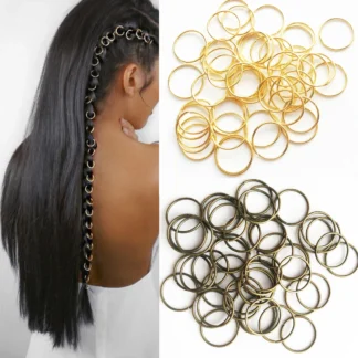 Anillos de Clip para el cabello africanos dorados/plateados, decoraciones, cuentas trenzadas, lazo para el cabello de tubo, accesorios para la diadema de Rastas, 50/100 piezas