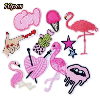 Parche bordado para planchar para niña, accesorios de ropa, suministros de decoración, 10 unidades por lote