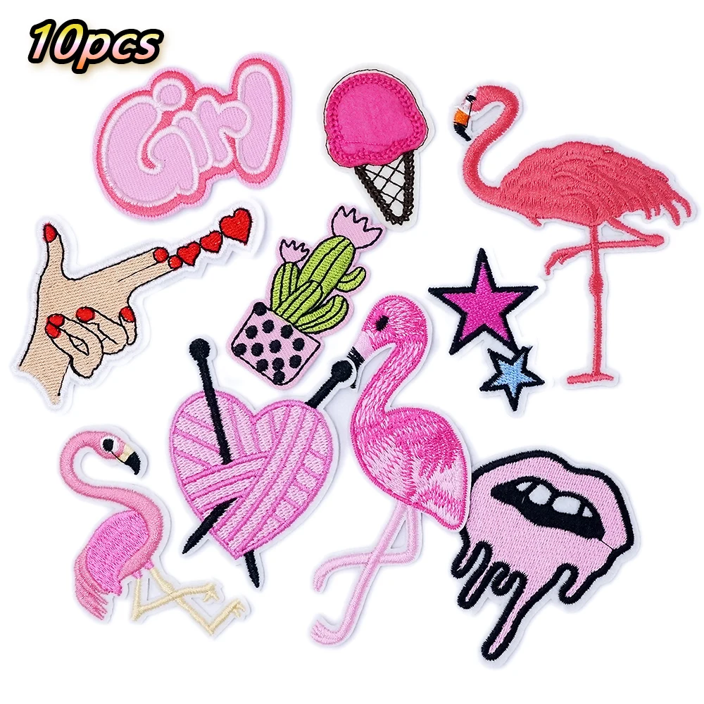 Parche bordado para planchar para niña, accesorios de ropa, suministros de decoración, 10 unidades por lote