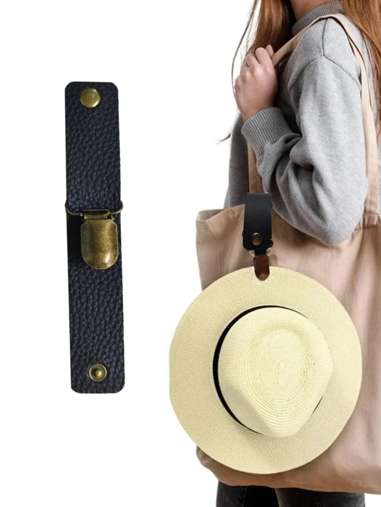 Clip de cuero para sombrero de viaje, mochila para exteriores, bolsa de almacenamiento de equipaje, Clip para sombrero de cuero, Clip para sombrero de paja multifuncional, accesorios para sombrero