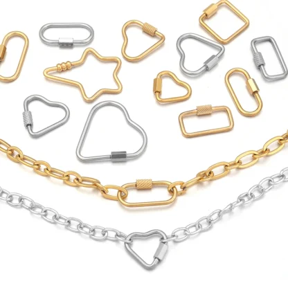 2 uds conectores de acero inoxidable hebilla geométrica para cierres ganchos conectores collar pulsera DIY accesorios de joyería