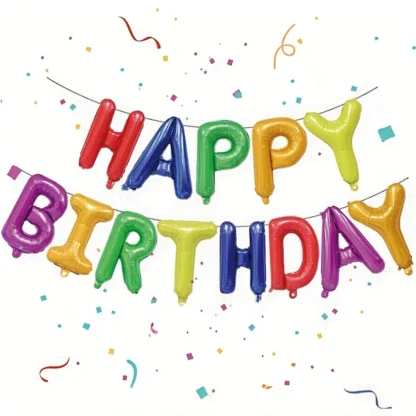 1 Juego de 16 pulgadas negro colorido Feliz cumpleaños película de aluminio globo Banner decoración de fiesta de cumpleaños suministros regalos