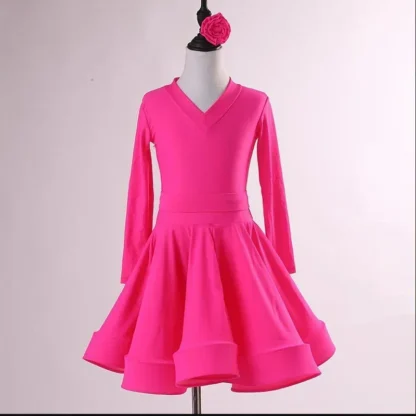 2025Costumes para niños Ropa de escenario latino Colores Vestido de baile latino para niñas Ropa de baile de Salsa para niños