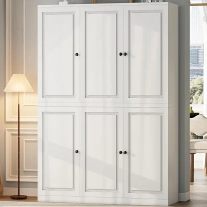 Gabinete de almacenamiento para despensa de cocina, 47,2 pulgadas de ancho x 69 pulgadas de alto, 6 puertas, almacenamiento grande, despensa moderna para alimentos con 8 estantes y estante para puerta, Cupboa
