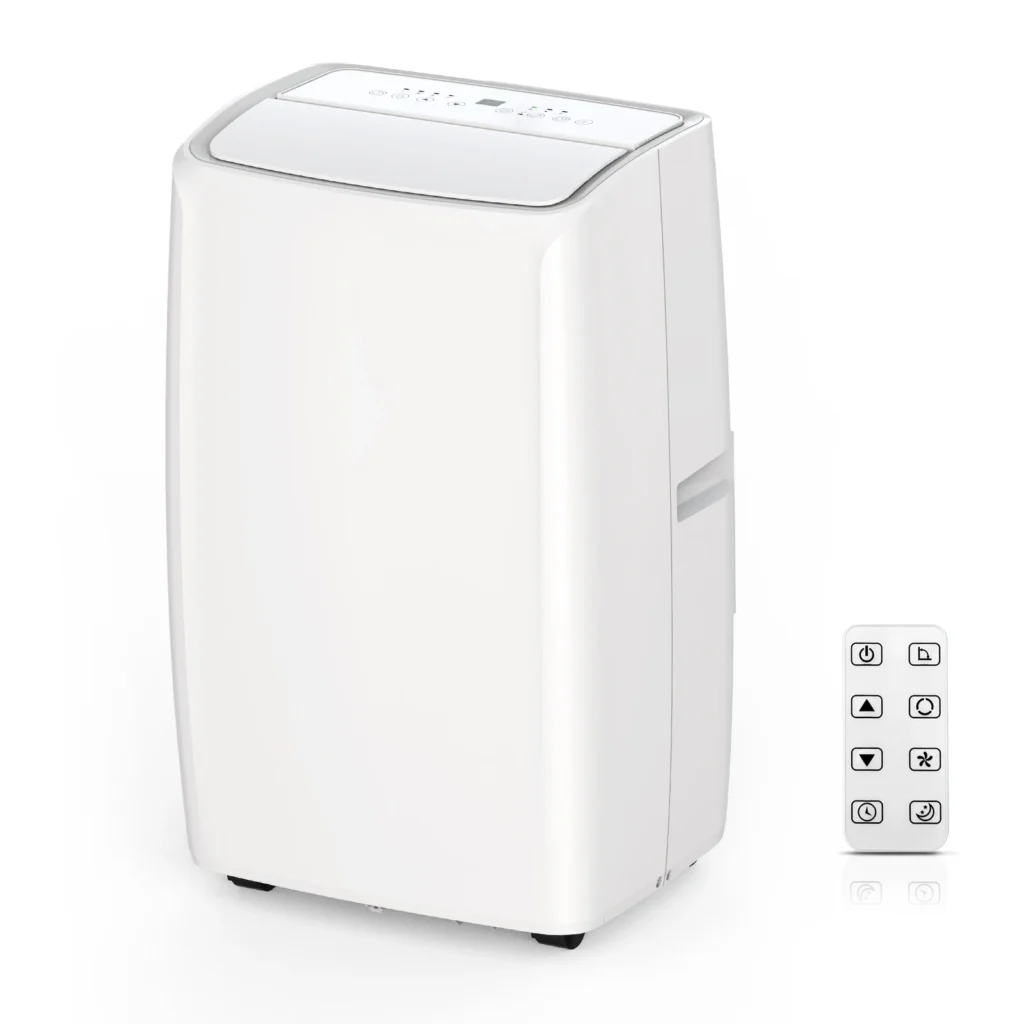 Aire acondicionado portátil de 14000 BTU para habitaciones de hasta 750 pies cuadrados, unidad de CA de refrigeración eficiente con 4 modos, control remoto