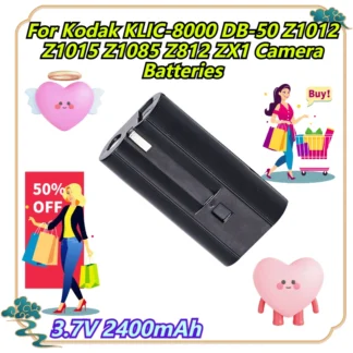3,7 V 2400mAh para baterías de cámara Kodak KLIC-8000 DB-50 Z1012 Z1015 Z1085 Z812 ZX1