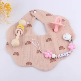 Clips para chupete de bebé, nombre personalizado, flor, soporte para pezones, sin BPA, Clip de silicona, cadena, juguete para la dentición, accesorios para chupetes