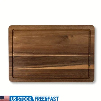 Tabla de cortar grande de madera de acacia con jugo, pies antideslizantes, superficie compatible con hojas, preparación de cocina de 12.0 x 18.0 in