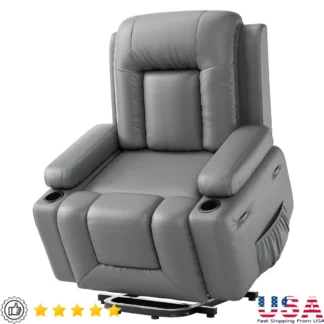 Silla reclinable con elevación eléctrica, función de masaje calentada, respaldo ajustable, reposapiés extensible, silla elevadora eléctrica, movilidad para personas mayores