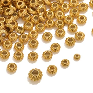 10 Uds. Cuentas de Siilcone de acero inoxidable, cuentas espaciadas sueltas de lentejas para fabricación de joyería, pulseras de cuentas DIY, collar, llavero, cuentas