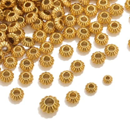 10 Uds. Cuentas de Siilcone de acero inoxidable, cuentas espaciadas sueltas de lentejas para fabricación de joyería, pulseras de cuentas DIY, collar, llavero, cuentas