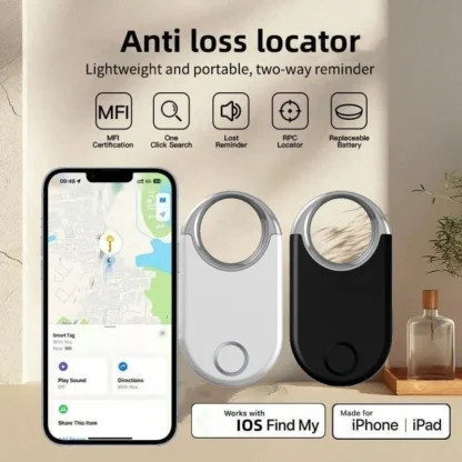 Rastreador GPS con etiqueta inteligente, buscador de llaves de larga distancia Compatible con Airtag para billetera de bicicleta para mascotas, Mini dispositivo localizador con alarma antipérdida