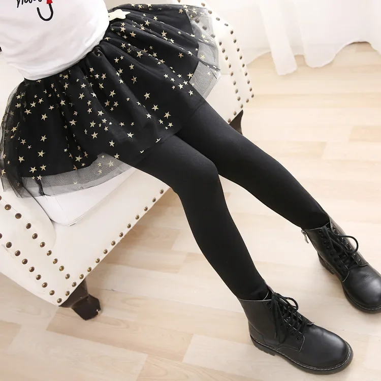 Falda-leggings para niñas, falda de malla para primavera y otoño, pantalones cálidos de encaje para invierno, mallas para niños, pantalones para niños pequeños, medias para bebés