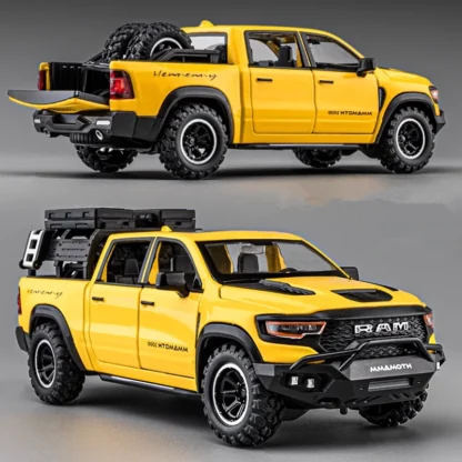 1:32 DODGE Mammoth 1000 TRX Pickup coche en miniatura de aleación Diecast Metal juguete vehículo todoterreno modelo simulación sonido y luz regalo para niños
