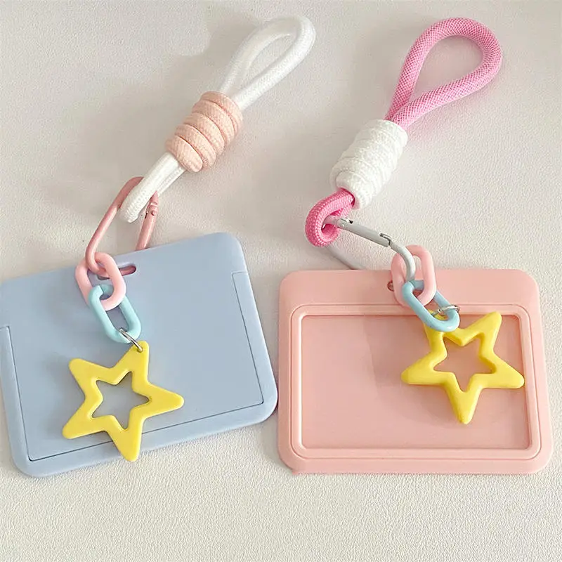 Lindo tarjetero Kpop Idol foto titulares tarjetas de campus cubierta protectora Photocard funda mangas estrella colgante cuerda trenzada llavero