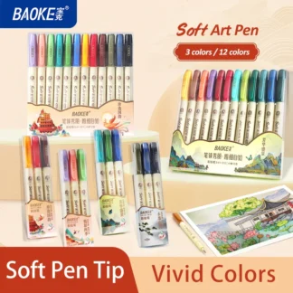BAOKE S41 pluma de dibujo artístico de punta suave, pincel de caligrafía, dibujo artístico para bocetos, álbumes de recortes, diario, tinta a prueba de decoloración