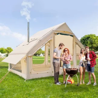 Tiendas inflables para acampar, tienda caliente Oxford impermeable con bomba Manual, campamento inflable espacioso y fácil instalación