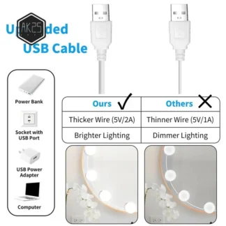 Luces de espejo de tocador AK25-LED con 14 bombillas regulables, 10 niveles de brillo ajustables, para escritorio de maquillaje, baño, vestidor