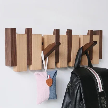 Perchero creativo de nogal para colgar en la pared, Perchero de madera maciza perforada, gancho para llaves de Piano, puerta de entrada, porche