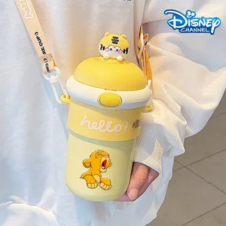 Nuevas tazas de agua Mufasa Rey León con pajita, figura de Anime de Disney, botella de agua de gran capacidad, taza para beber a prueba de fugas, regalo