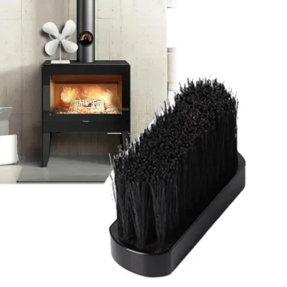 Cepillo para chimenea, cepillo para chimenea de Palma de coco negro de 8cm, mango de madera para secador de chimenea, herramientas de limpieza de pared interior de chimenea