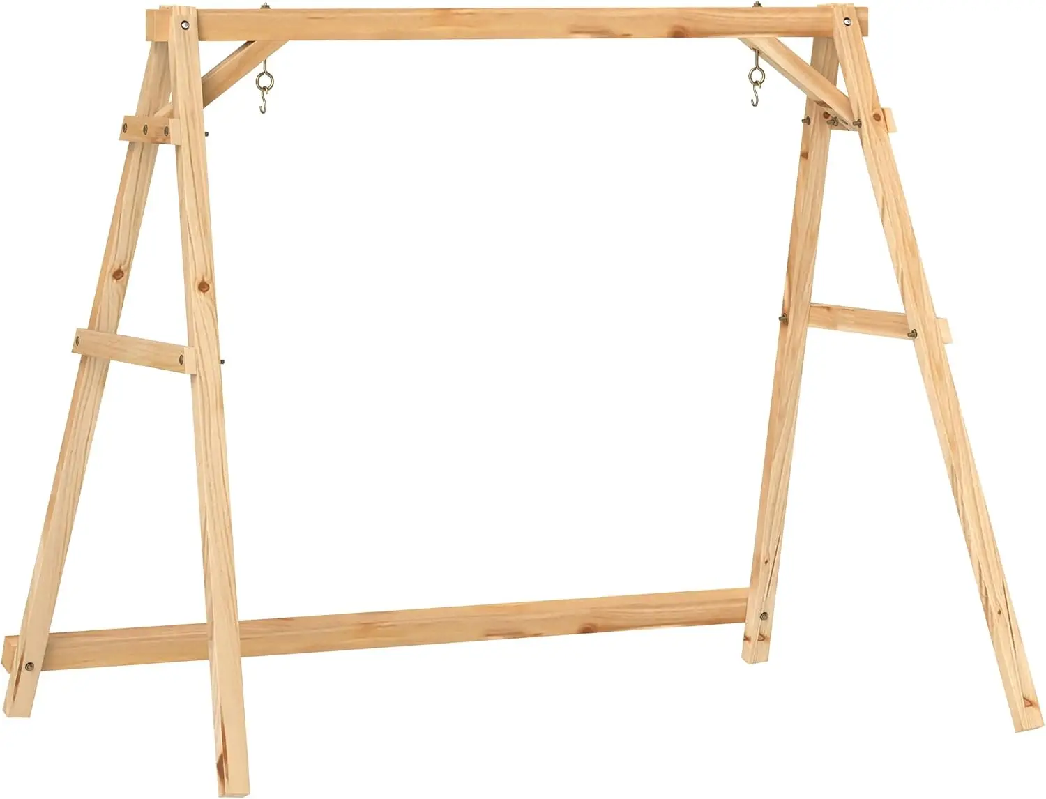 Marco de columpio para porche de 770 libras, soporte de columpio de madera con marco en A resistente con barras reforzadas, solo soporte para silla colgante independiente