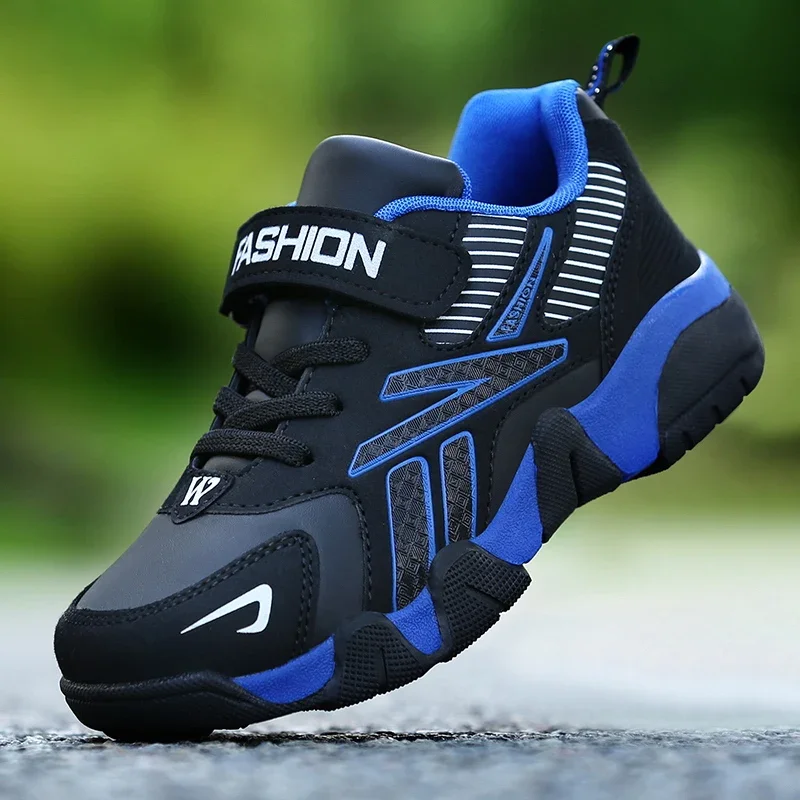 Zapatillas deportivas para niños, zapatos informales para niños, zapatillas de tenis de moda antideslizantes de cuero, zapatillas de deporte de malla para niños