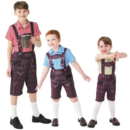 Ropa de bebé, disfraz de Oktoberfest alemán, camiseta a cuadros para niños, monos y calcetines, conjuntos de Cosplay de 3 uds, ropa para niños