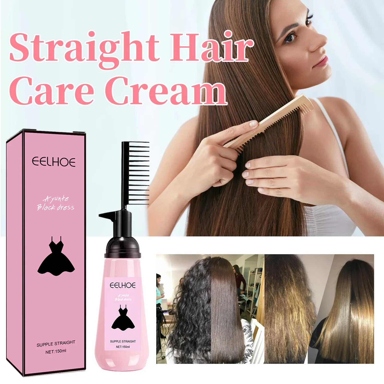 Crema para el cuidado del cabello liso, mejora el cabello rizado, nutre el cabello liso, repara el cabello samigliado, previene la sequedad, crema correctora alisadora