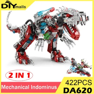 2 en 1 Jurásico mecánico Indominus Rex dinosaurio mundo modelo bloques de construcción ciudad luchador Dino parque ladrillos niños juguete