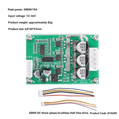 Placa controladora de Motor sin escobillas N05R 500W15A, placa controladora de Motor sin escobillas para Motor Hall DC sin escobillas