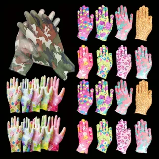 Guantes de trabajo de protección al aire libre para mujeres y hombres, guantes de jardín de nailon PU, Color aleatorio, 12, 8, 2 pares