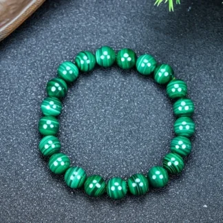 Pulsera de cuentas de piedra de estilo clásico, anillo único clásico de malaquita, accesorios simples y frescos