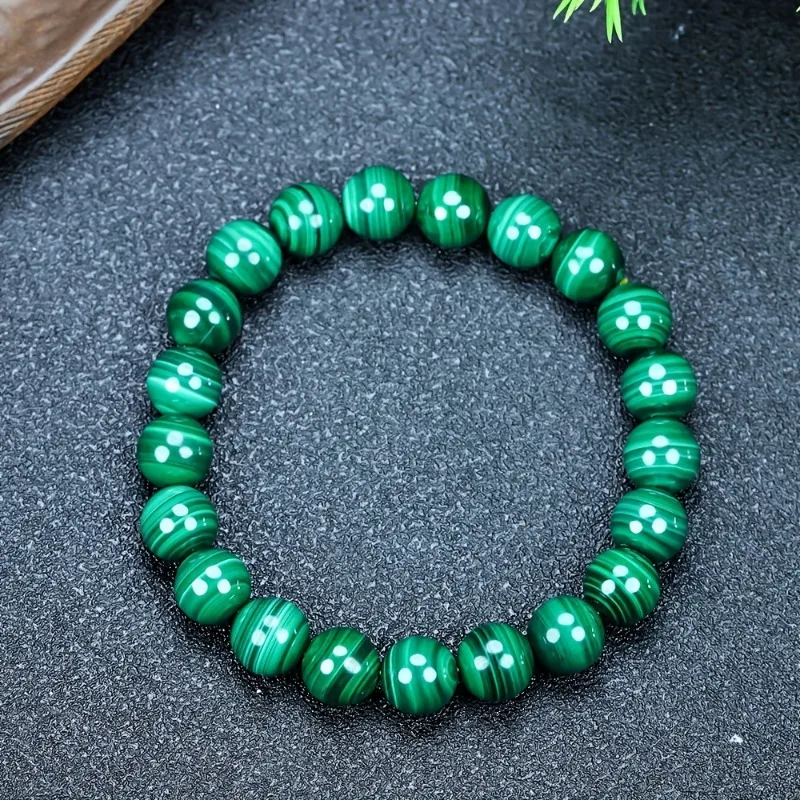 Pulsera de cuentas de piedra de estilo clásico, anillo único clásico de malaquita, accesorios simples y frescos