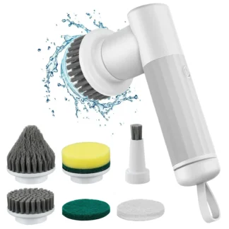 Cepillo de limpieza inalámbrico giratorio, cepillo eléctrico con 2 velocidades giratorias y 6 cabezales reemplazables para baño, cocina, pared, Ove, nuevo