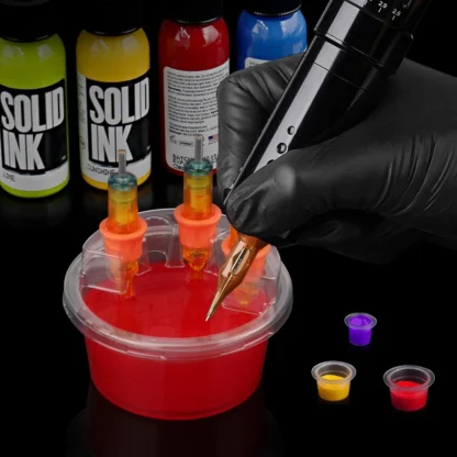 20 unids/caja tatuaje Dip taza de enjuague a prueba de fugas mezcla enjuague diluación tinta de secado tinta de tatuaje punta limpia cartucho taza de limpieza de inmersión