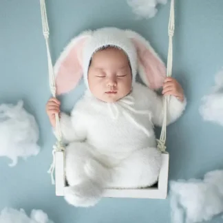 Columpio tejido hecho a mano, accesorios de fotografía originales, hamaca para bebé, accesorios de estudio de celebración de fotografía, muebles de madera